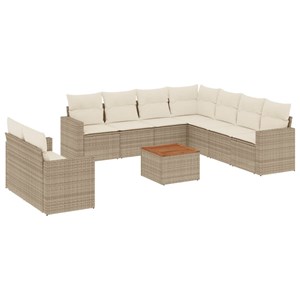 Maison exclusive - salon de jardin avec coussins 10 pcs beige résine tressée