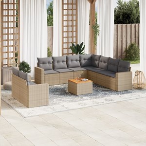 Maison exclusive - salon de jardin avec coussins 10 pcs beige résine tressée