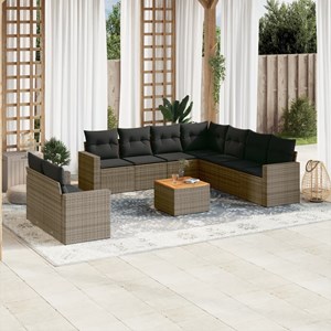 Maison exclusive - salon de jardin avec coussins 10 pcs gris résine tressée