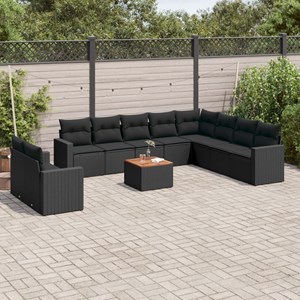 Maison exclusive - salon de jardin 11 pcs avec coussins noir résine tressée