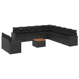 Maison exclusive - salon de jardin 12 pcs avec coussins noir résine tressée