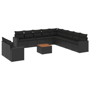 Maison exclusive - salon de jardin 12 pcs avec coussins noir résine tressée