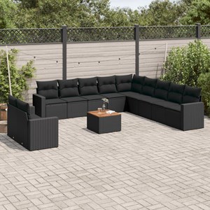 Maison exclusive - salon de jardin 12 pcs avec coussins noir résine tressée