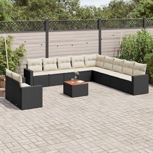 Maison exclusive - salon de jardin 12 pcs avec coussins noir résine tressée