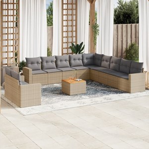 Maison exclusive - salon de jardin avec coussins 12 pcs beige résine tressée