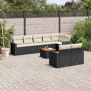 Maison exclusive - salon de jardin 9 pcs avec coussins noir résine tressée