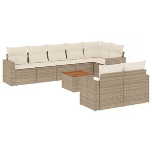 Maison exclusive - salon de jardin avec coussins 9 pcs beige résine tressée