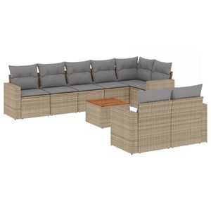 Maison exclusive - salon de jardin avec coussins 9 pcs beige résine tressée
