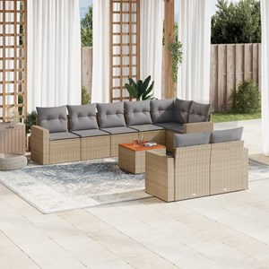 Maison exclusive - salon de jardin avec coussins 9 pcs beige résine tressée
