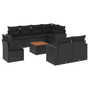 Maison exclusive - salon de jardin 9 pcs avec coussins noir résine tressée