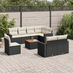 Maison exclusive - salon de jardin 9 pcs avec coussins noir résine tressée