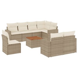 Maison exclusive - salon de jardin avec coussins 9 pcs beige résine tressée