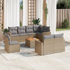 Maison exclusive - salon de jardin avec coussins 9 pcs beige résine tressée