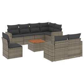 Maison exclusive - salon de jardin 9 pcs avec coussins gris résine tressée