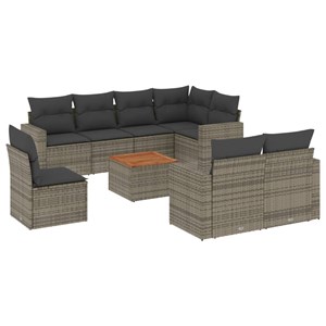 Maison exclusive - salon de jardin 9 pcs avec coussins gris résine tressée