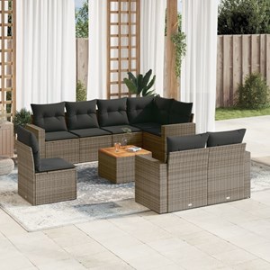 Maison exclusive - salon de jardin 9 pcs avec coussins gris résine tressée