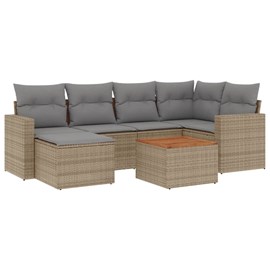 Maison exclusive - salon de jardin avec coussins 7 pcs beige résine tressée
