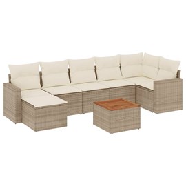 Maison exclusive - salon de jardin avec coussins 8 pcs beige résine tressée