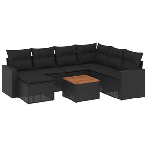Maison exclusive - salon de jardin 8 pcs avec coussins noir résine tressée