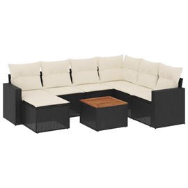 Maison exclusive - salon de jardin 8 pcs avec coussins noir résine tressée