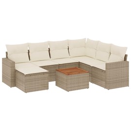 Maison exclusive - salon de jardin avec coussins 8 pcs beige résine tressée