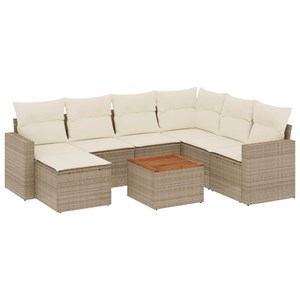 Maison exclusive - salon de jardin avec coussins 8 pcs beige résine tressée
