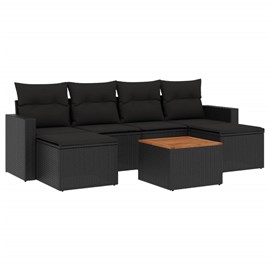 Maison exclusive - salon de jardin 7 pcs avec coussins noir résine tressée