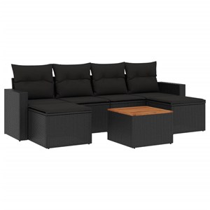 Maison exclusive - salon de jardin 7 pcs avec coussins noir résine tressée