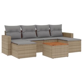 Maison exclusive - salon de jardin avec coussins 7 pcs beige résine tressée