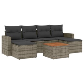 Maison exclusive - salon de jardin avec coussins 7 pcs gris résine tressée