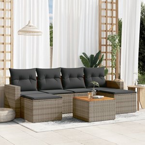 Maison exclusive - salon de jardin avec coussins 7 pcs gris résine tressée