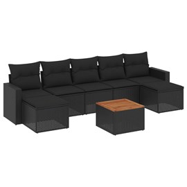 Maison exclusive - salon de jardin 8 pcs avec coussins noir résine tressée