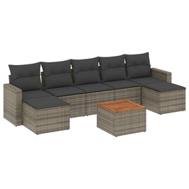 Maison exclusive - salon de jardin 8 pcs avec coussins gris résine tressée