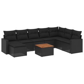 Maison exclusive - salon de jardin 9 pcs avec coussins noir résine tressée