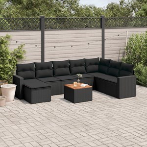 Maison exclusive - salon de jardin 9 pcs avec coussins noir résine tressée