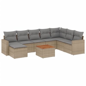 Maison exclusive - salon de jardin avec coussins 9 pcs beige résine tressée