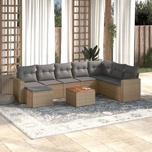 Maison exclusive - salon de jardin avec coussins 9 pcs beige résine tressée
