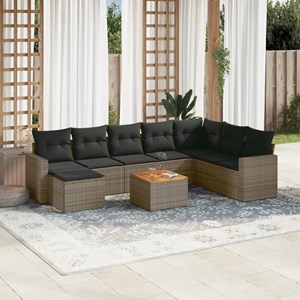 Maison exclusive - salon de jardin 9 pcs avec coussins gris résine tressée