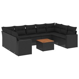 Maison exclusive - salon de jardin 10 pcs avec coussins noir résine tressée