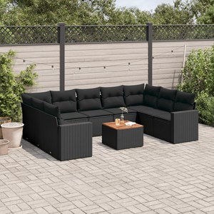 Maison exclusive - salon de jardin 10 pcs avec coussins noir résine tressée