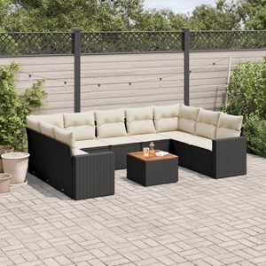 Maison exclusive - salon de jardin 10 pcs avec coussins noir résine tressée