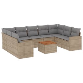 Maison exclusive - salon de jardin avec coussins 10 pcs beige résine tressée