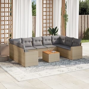 Maison exclusive - salon de jardin avec coussins 10 pcs beige résine tressée