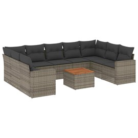 Maison exclusive - salon de jardin avec coussins 10 pcs gris résine tressée