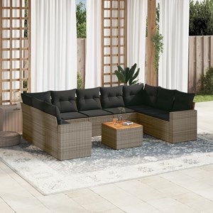 Maison exclusive - salon de jardin avec coussins 10 pcs gris résine tressée