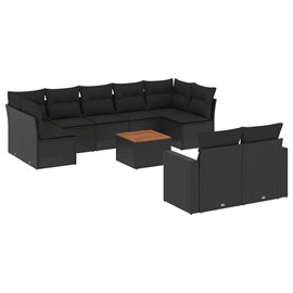 Maison exclusive - salon de jardin 10 pcs avec coussins noir résine tressée
