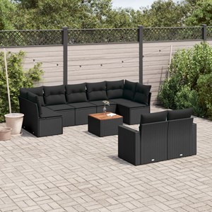Maison exclusive - salon de jardin 10 pcs avec coussins noir résine tressée
