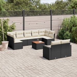 Maison exclusive - salon de jardin 10 pcs avec coussins noir résine tressée