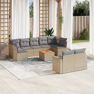 Maison exclusive - salon de jardin avec coussins 10 pcs beige résine tressée