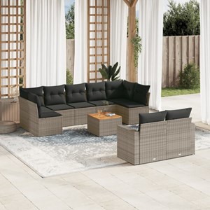 Maison exclusive - salon de jardin avec coussins 10 pcs gris résine tressée